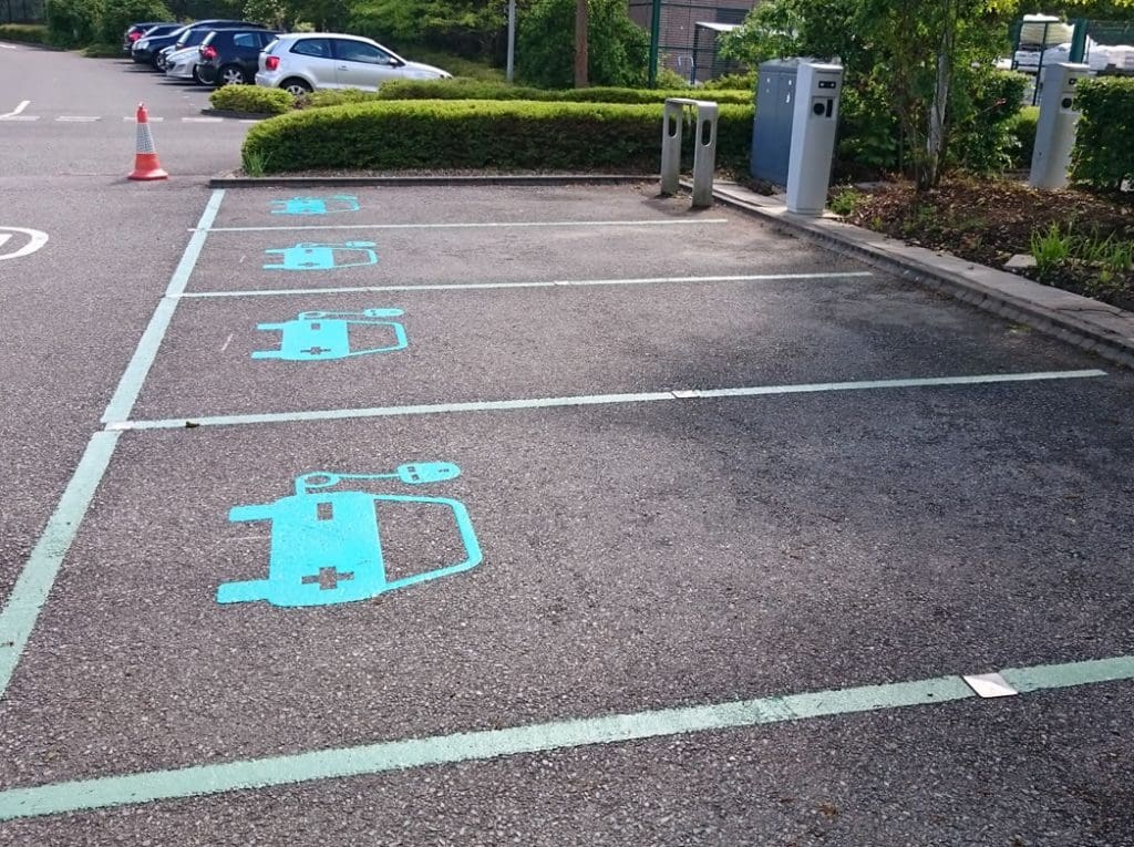 White Lining painting markings, demonstrating precise and professional white lining paint applications for eco-friendly parking solutions.